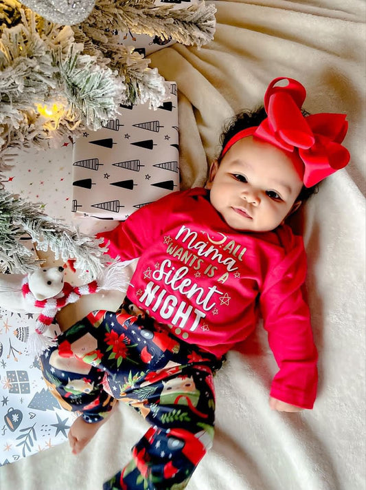 Baby Boys Girls Newborn Infant Mama Wants A Silent Night Christmas Layette Outfit Clothes - Unique Baby Shop - Christmas