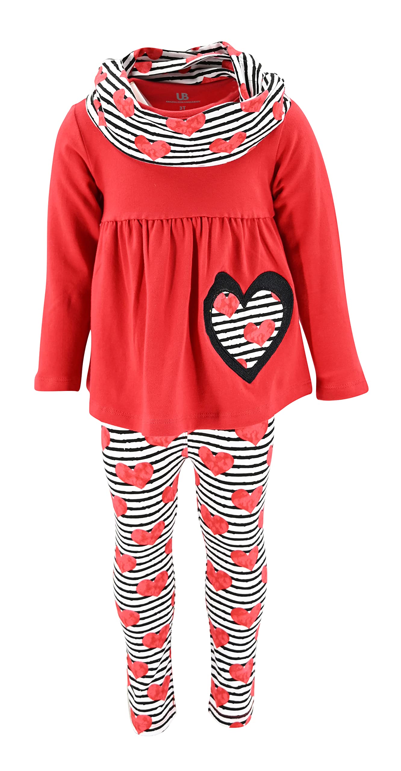 Unique Baby 3 Piece Girls Outfit with Top Legging and Scarf Toddler Girls' Clothing Sets