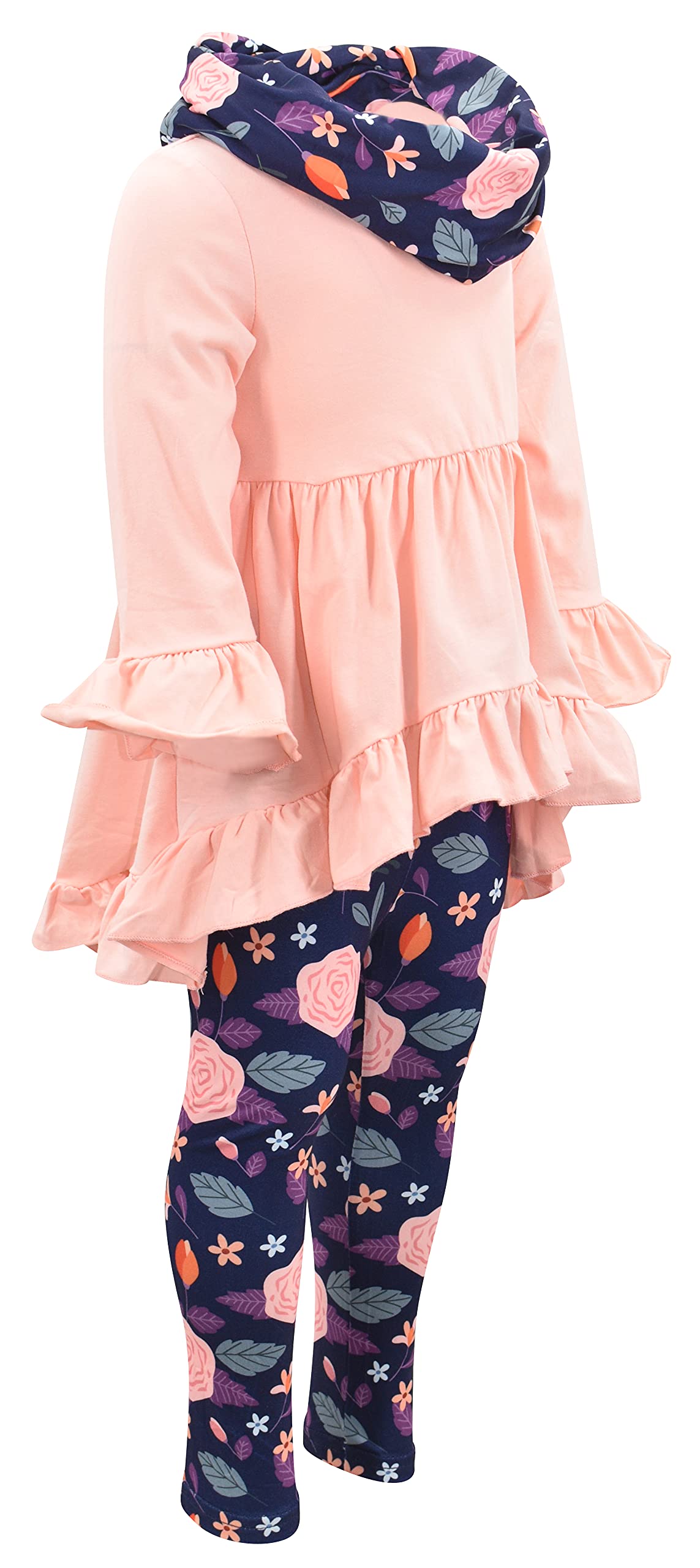 Unique Baby Girls Outfits Toddler 3 Piece Tunic Legging and Scarf Girls' Clothing Sets