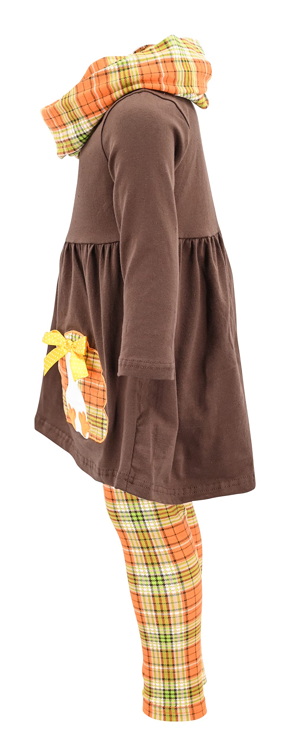 Unique Baby Toddler Girls 3 Piece Colorful Aztecan Thanksgiving Turkey Legging Set (12/6XL, Brown)