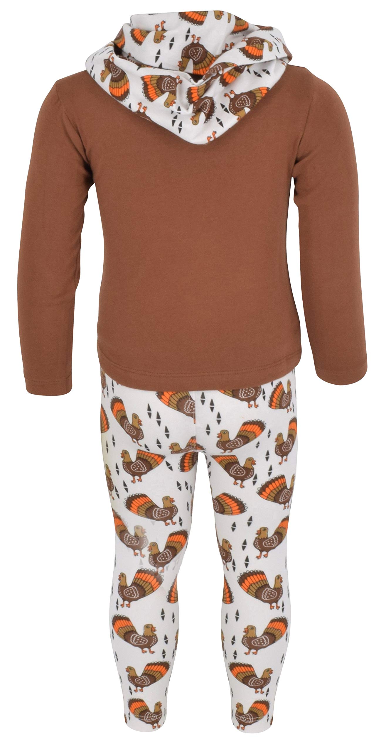 Unique Baby Toddler Girls 3 Piece Colorful Aztecan Thanksgiving Turkey Legging Set (12/6XL, Brown)