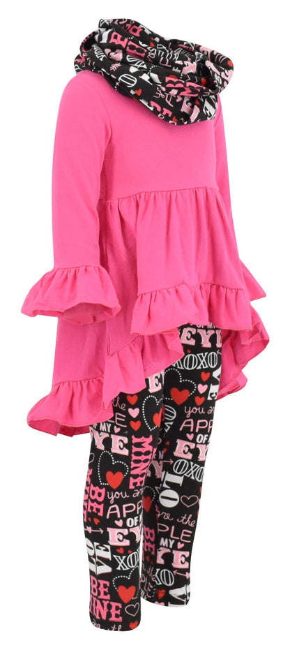 Unique Baby 3 Piece Girls Outfit with Top Legging and Scarf Toddler Girls' Clothing Sets