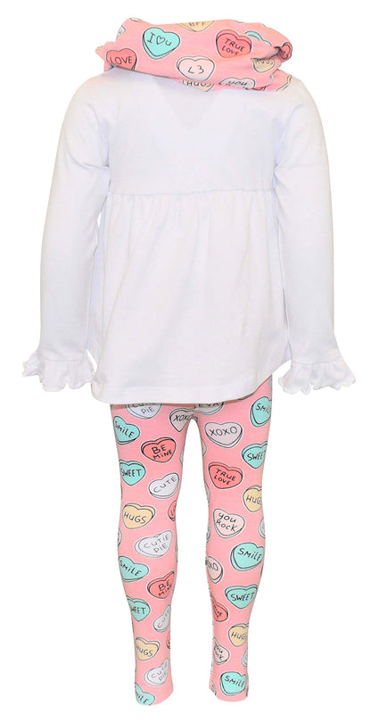 Unique Baby 3 Piece Girls Outfit with Top Legging and Scarf Toddler Girls' Clothing Sets