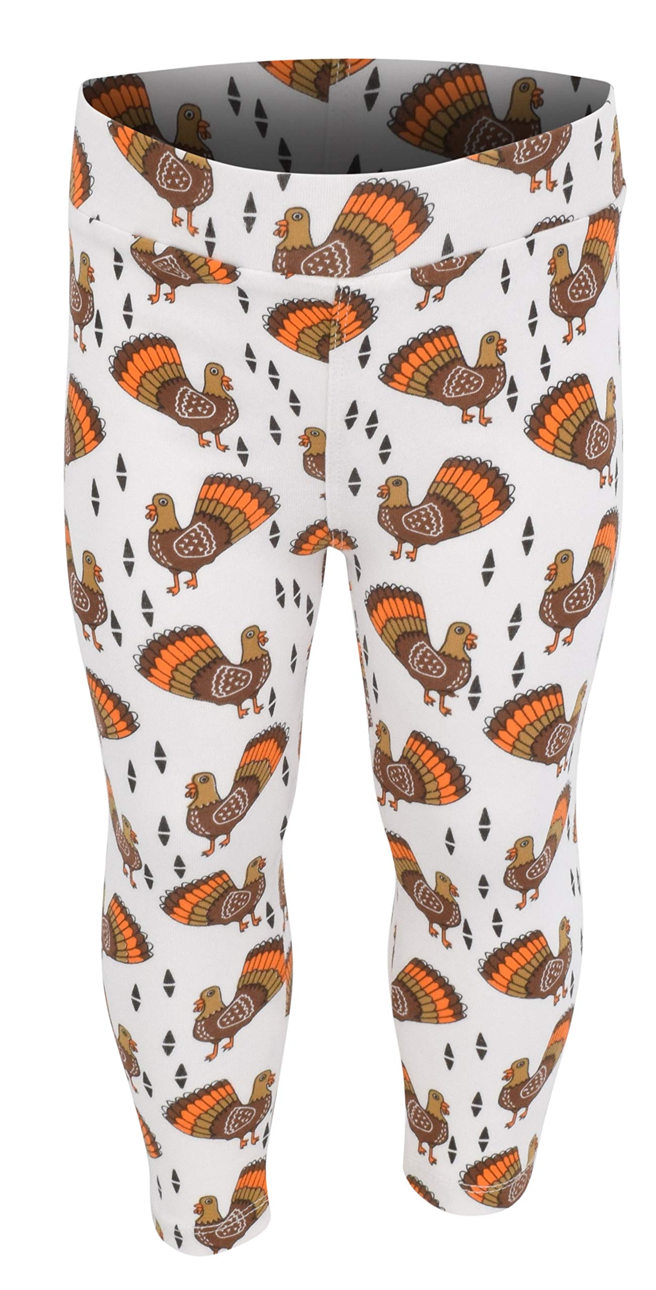 Unique Baby Toddler Girls 3 Piece Colorful Aztecan Thanksgiving Turkey Legging Set (12/6XL, Brown)