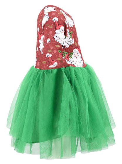 Girls Classic Santa Christmas Tutu Dress Party Dinner Outfit