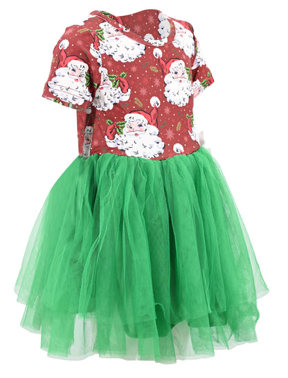 Girls Classic Santa Christmas Tutu Dress Party Dinner Outfit