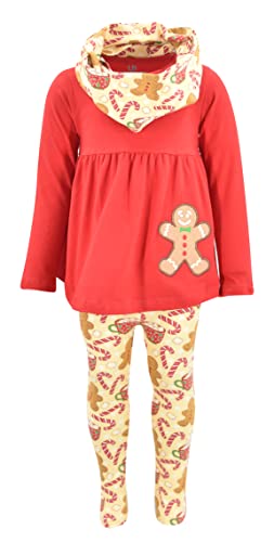 Unique Baby Girls 3 Piece Christmas Gingerbread Legging Set Outfit