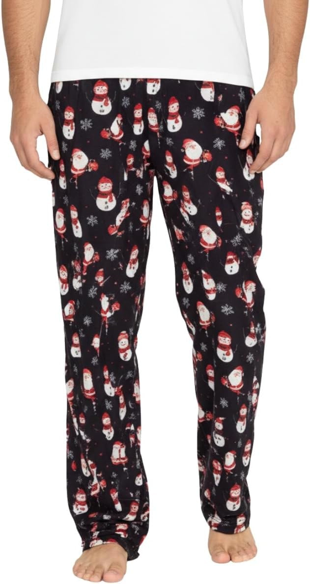 Black Santa Mens Christmas Santa Matching Family Pajama Pants (Adult M, Black Santa)