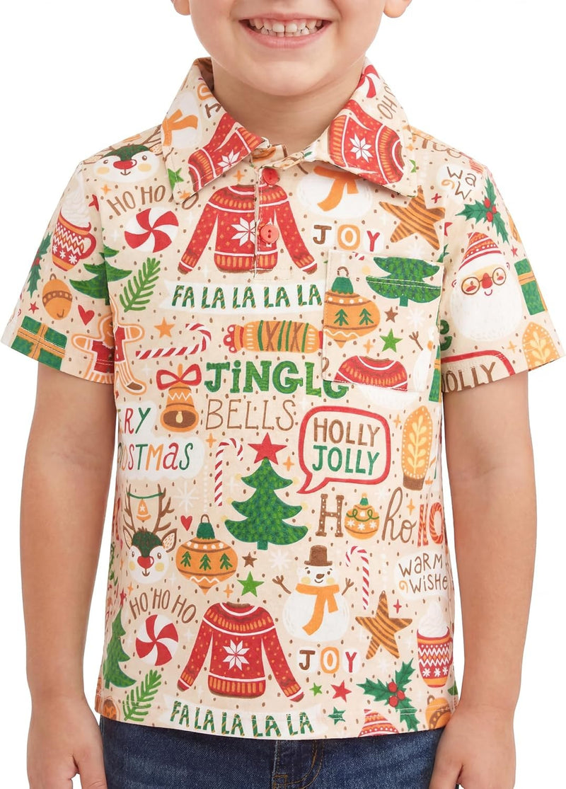 Carol Unique Baby Boys Christmas Song Dinner Polo Shirt (2Y, Red)