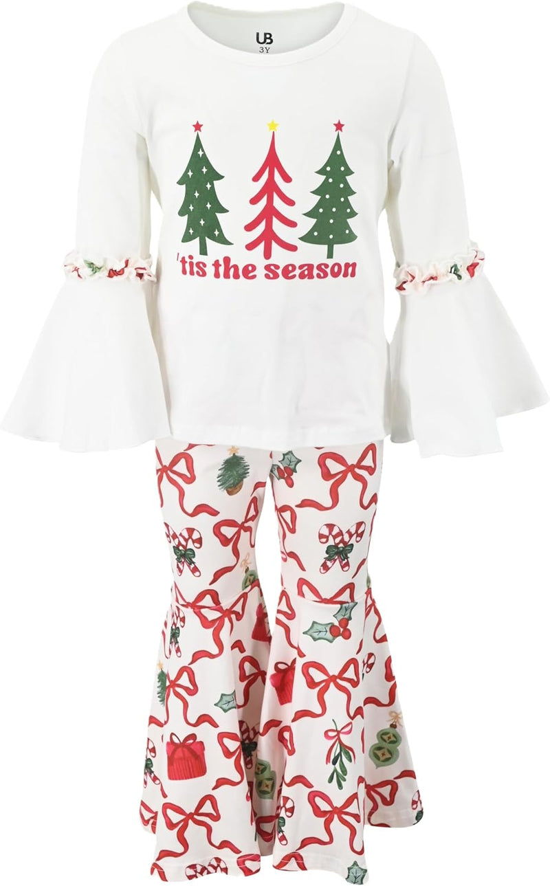 christmas christmas bow girls 2 piece christmas bell bottom legg b0ffzy86j7