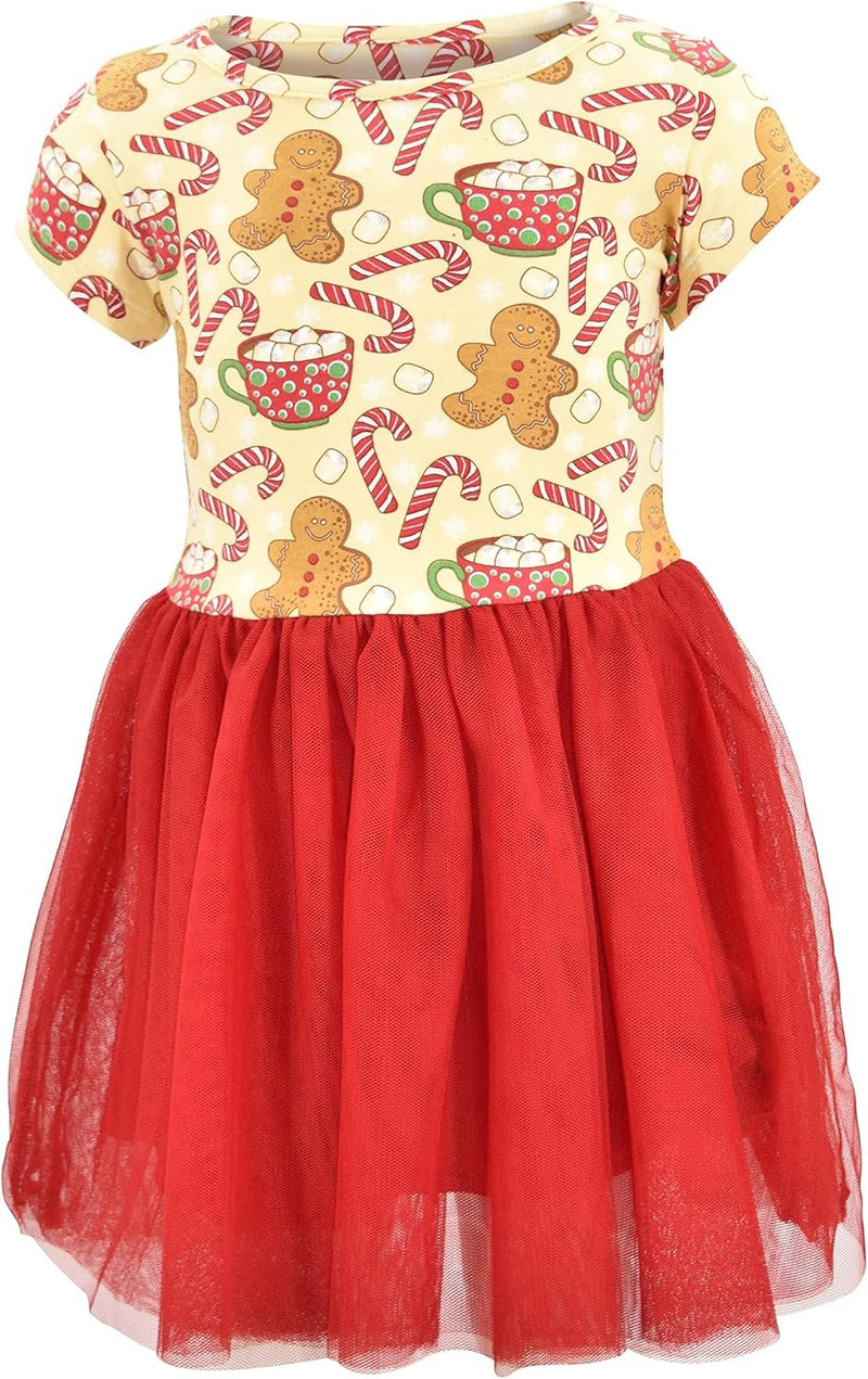Christmas Cookies Girls Short Sleeve Tulle Tutu Dresses for Kid and Toddler Girl Christmas Dress Outfit Sizes 18M-12Y (5