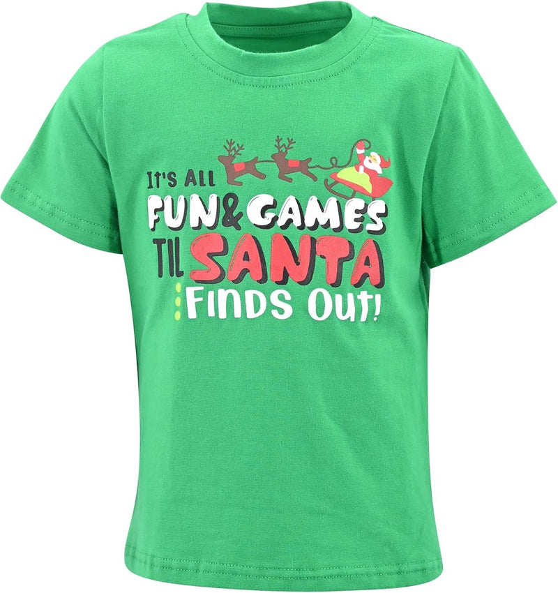 Fun Til Santa Finds Out Boys Fun Until Santa Finds Out Kids Christmas Shirt Clothes (7Y, Green)