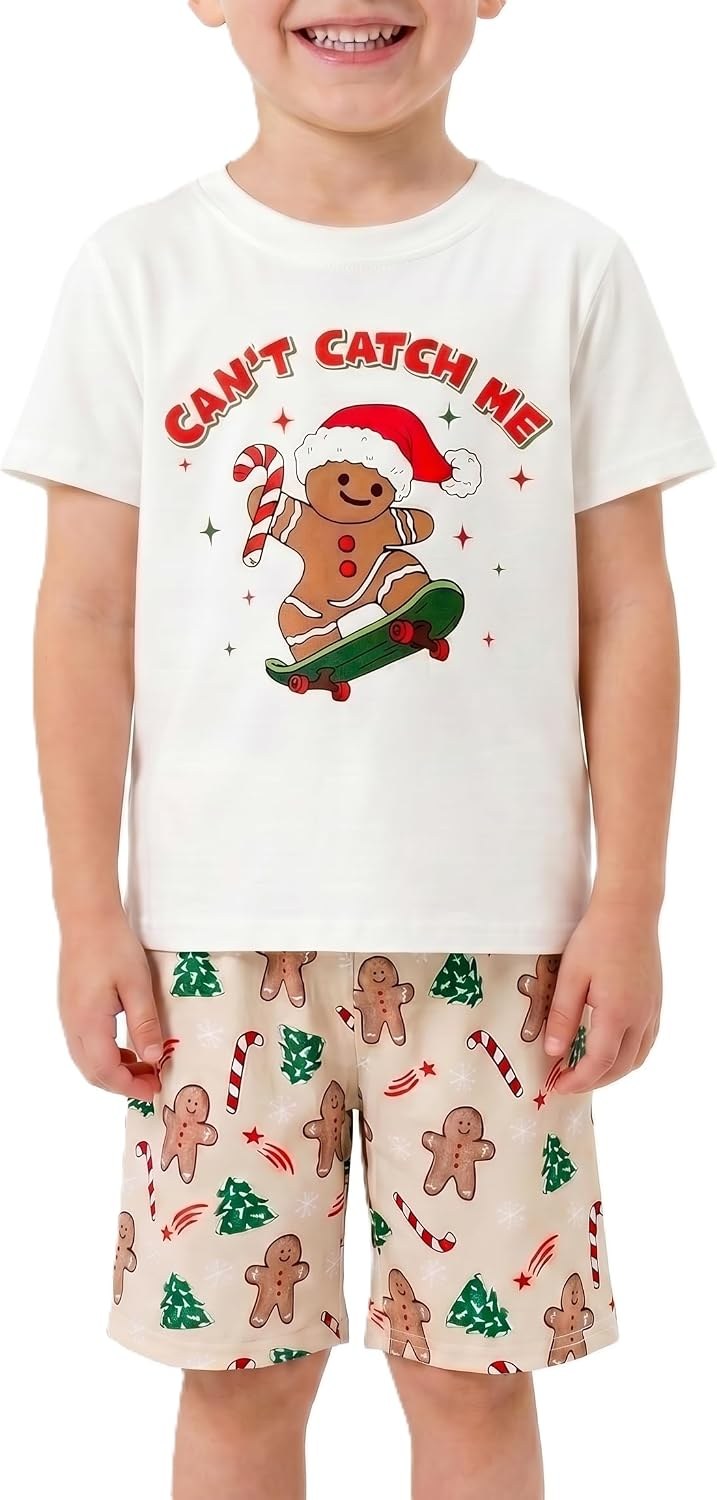Gingerbread Man Unique Baby Boys Gingerbread Cant Catch Me Holiday Christmas Shorts Outfit (12M, Gingerbread Man)