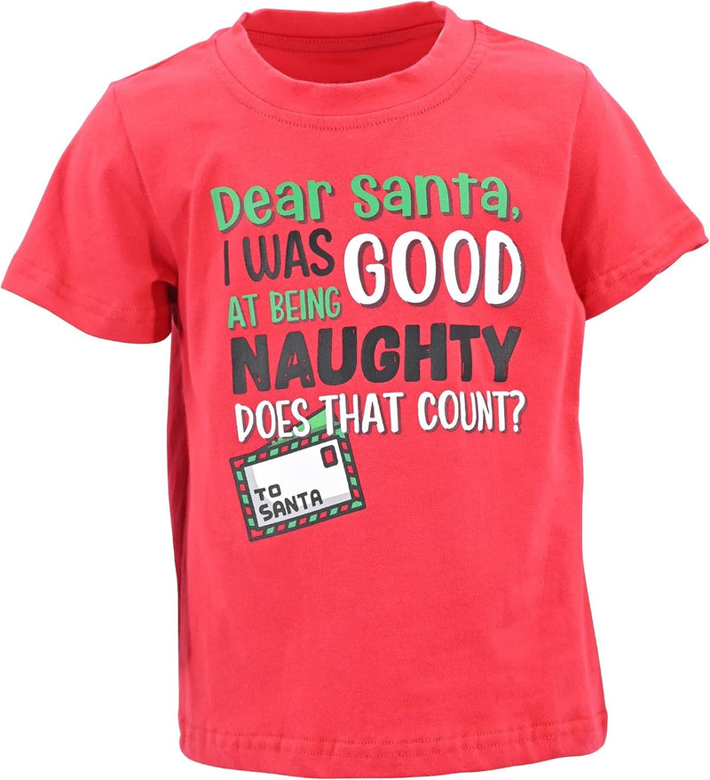 Good At Naughty Boys Good at Being Naughty Kids Christmas Shirt Clothes (8Y, Red)
