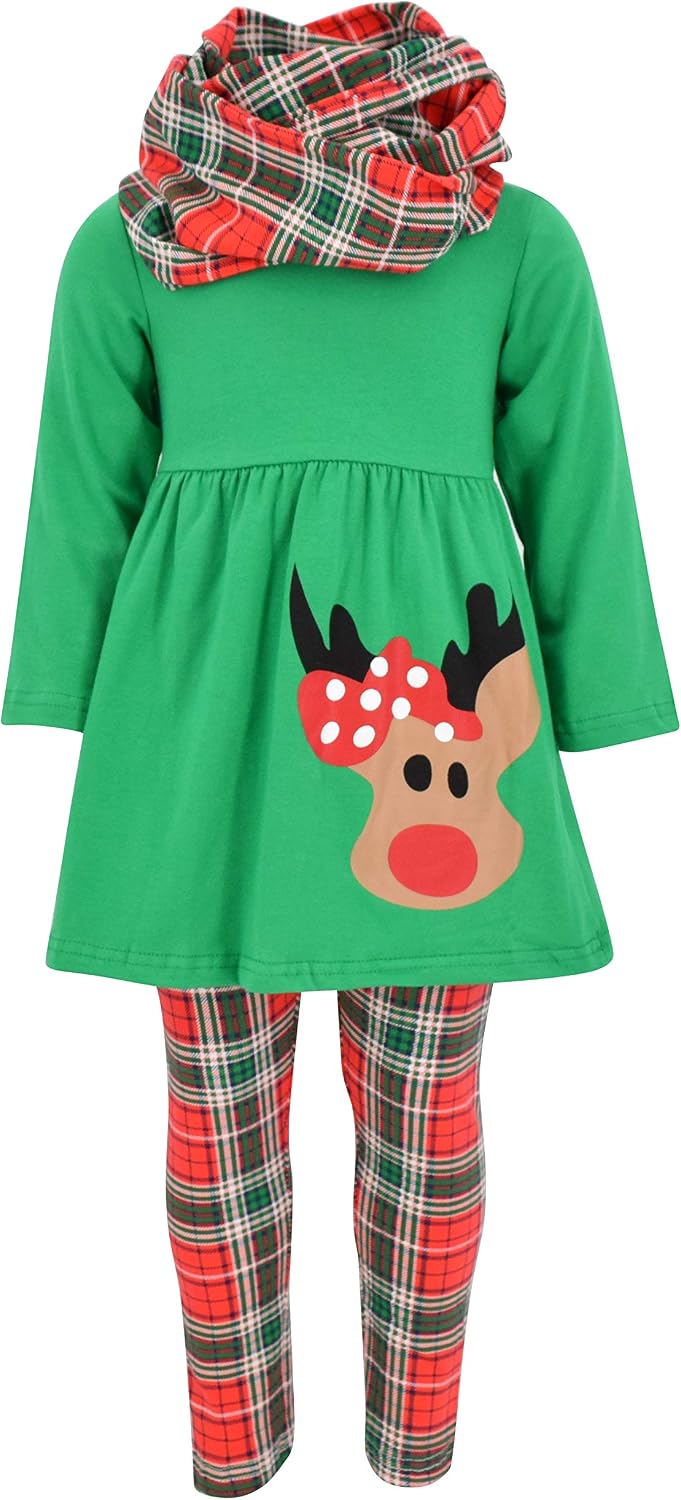 christmas green girls 3 piece christmas reindeer legging b096myr6fc