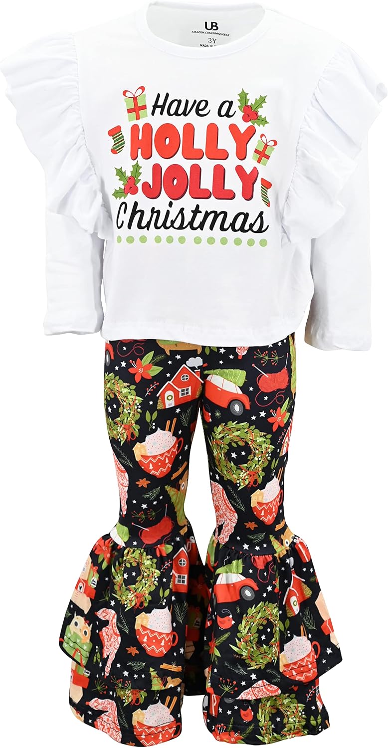 christmas holly jolly christmas girls holly jolly flare pants christmas b0b89yhfrh