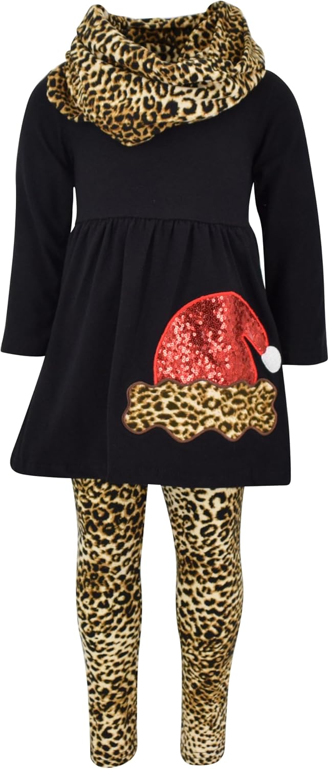 christmas leopard santa girls leopard print santa 3 piece christ b01n8rtlpr