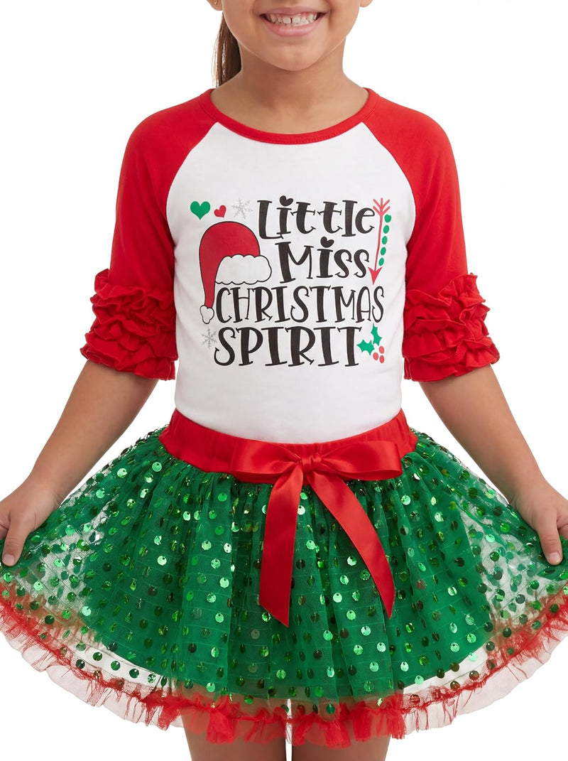 christmas miss christmas girls 2 piece christmas outfit ruffled s b0ffzyvbx6