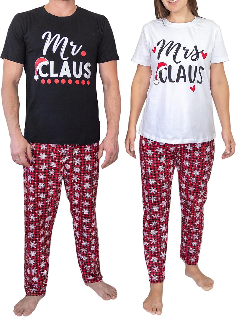 Mrs Claus Unique Baby His and Hers Matching Mr & Mrs Claus Pajama Set Christmas Clothes (XLr, White)