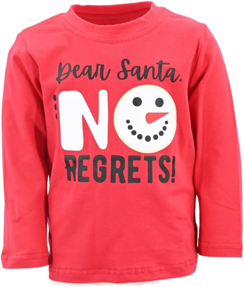 No Regrets Boys Dear Santa No Regrets Long Sleeve Kids Christmas Shirt Clothes (12Y, Red)