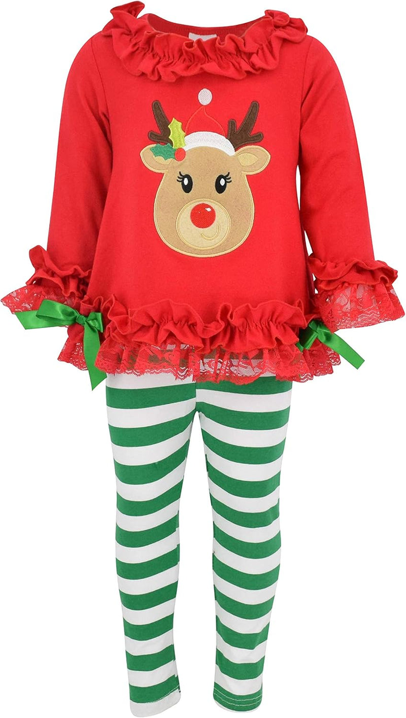christmas red girls striped christmas reindeer 2 piece b01n8ru8p0