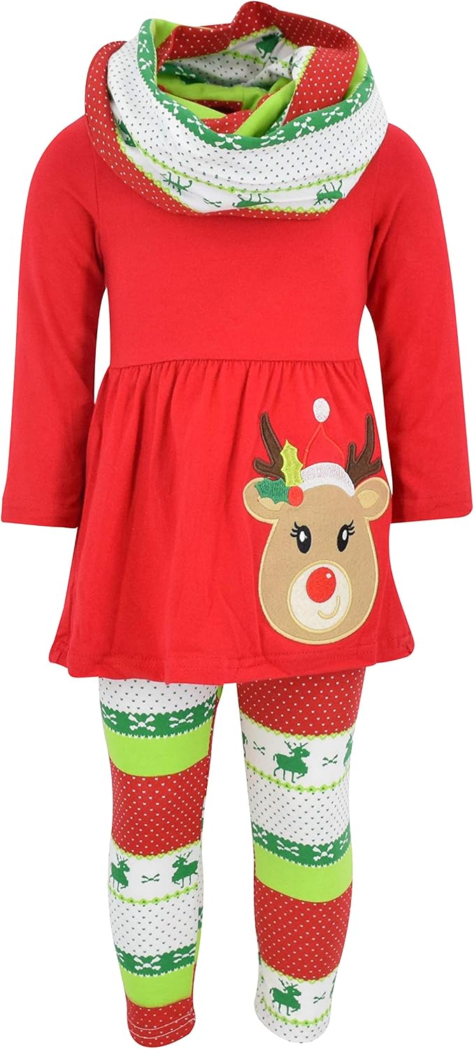 christmas red rudolph girls 3 piece christmas reindeer legging b01m3uexh3