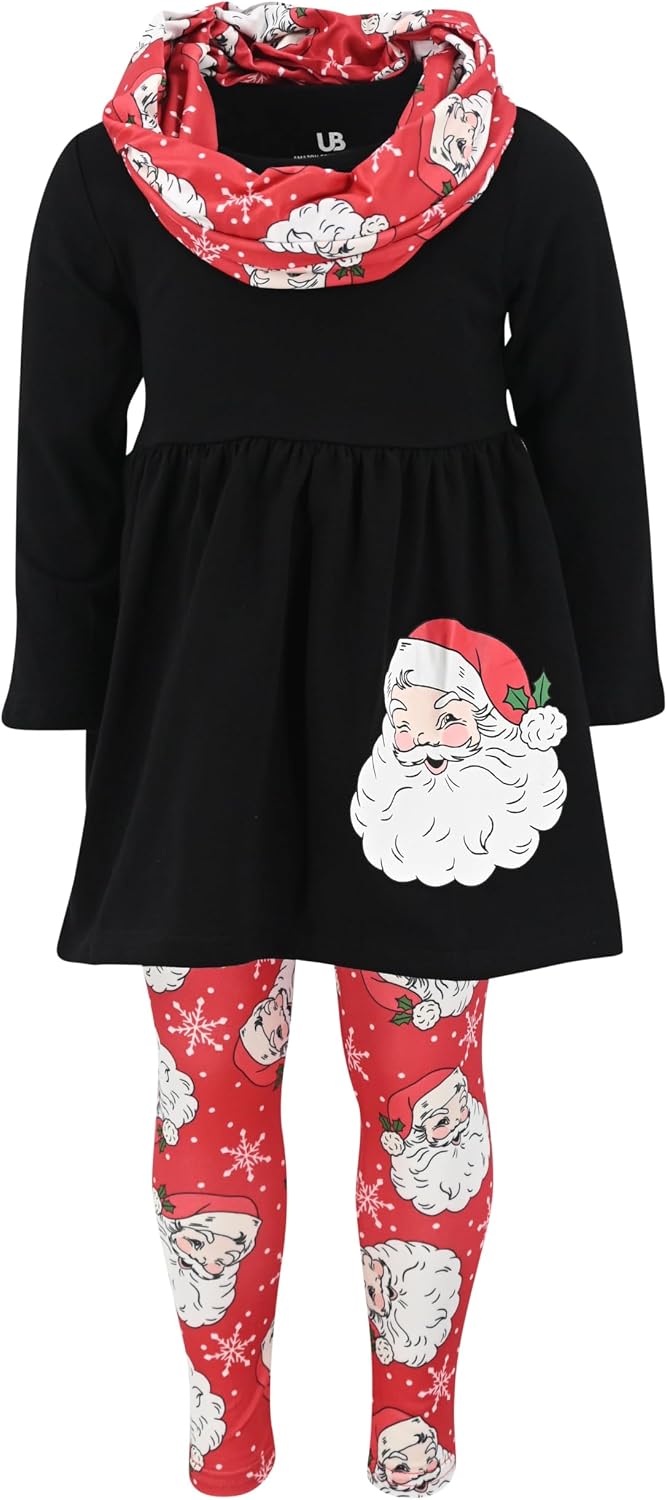 christmas red santa wink girls 3 piece legging set christmas outf b0dcw9bmkp