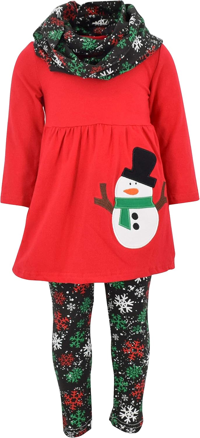 christmas red snowman girls christmas snowman 3 piece winter o b01n2ml0t3