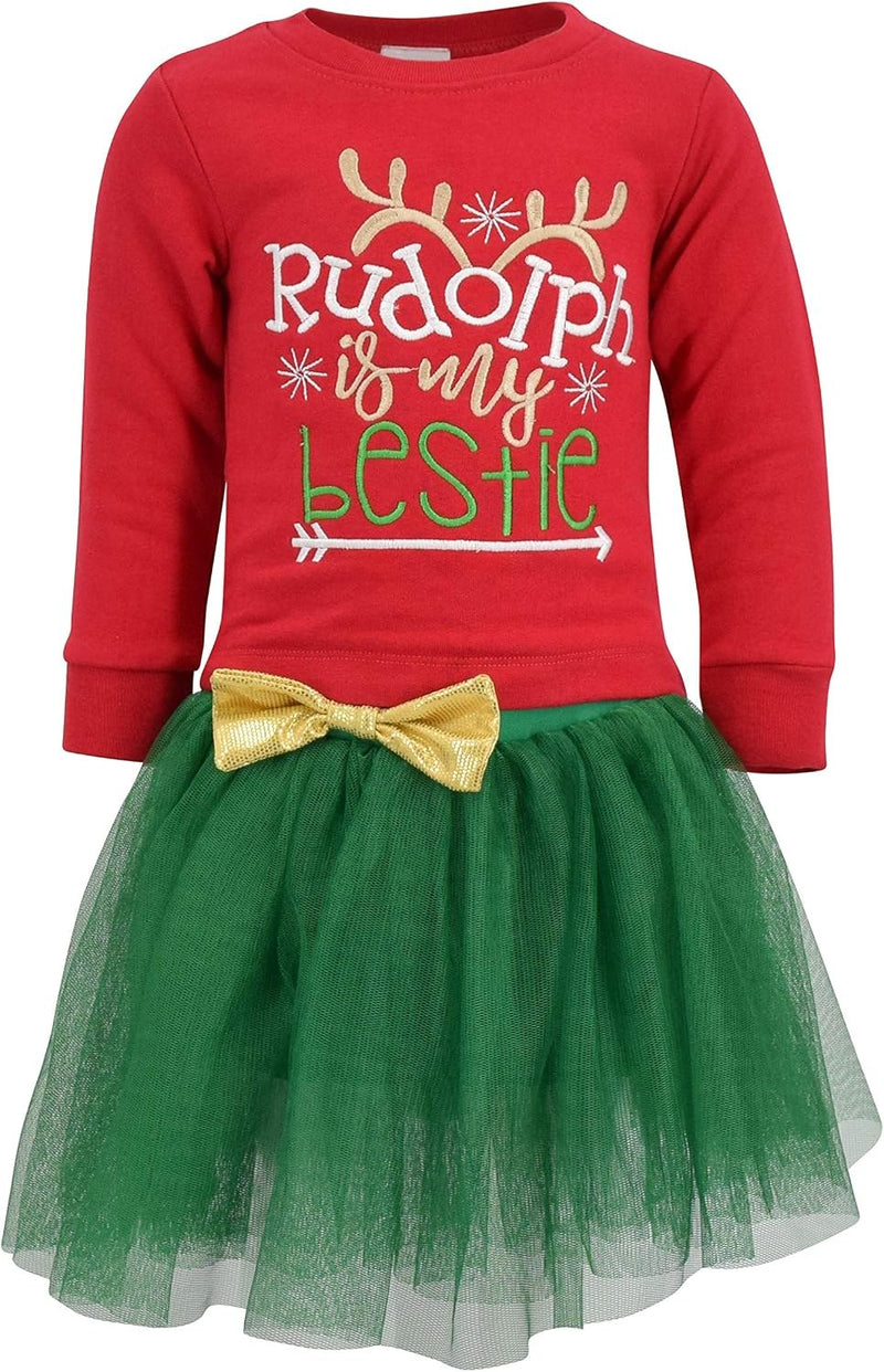 Red Unique Baby Girls Reindeer Is My Bestie Christmas Tutu Dress (5t)