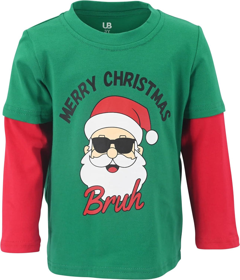 christmas santa bruh boys layered long sleeve christmas santa b0ffzwwljc