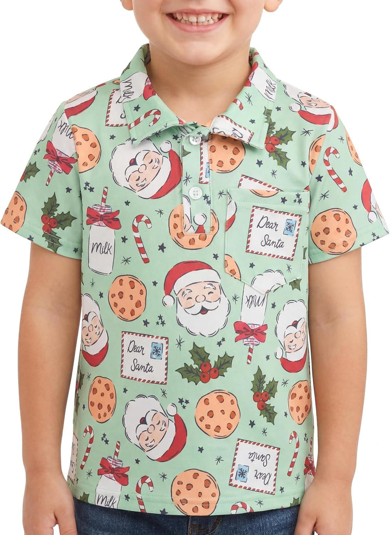 Santas Cookies Unique Baby Boys Santa Christmas Cookies Polo Shirt for Toddler and Kids (12M, Santas Cookies)
