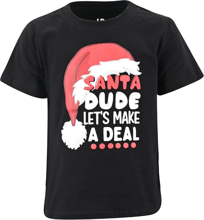 Santas Deal Unique Baby Boys Make A Deal with Santa Kids Christmas Shirt Clothes (8Y, Black)