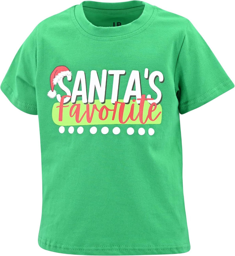 Santas Favorite Unique Baby Boys Santas Favorite Short Sleeve Kids Christmas Shirt Clothes (8Y, Green)