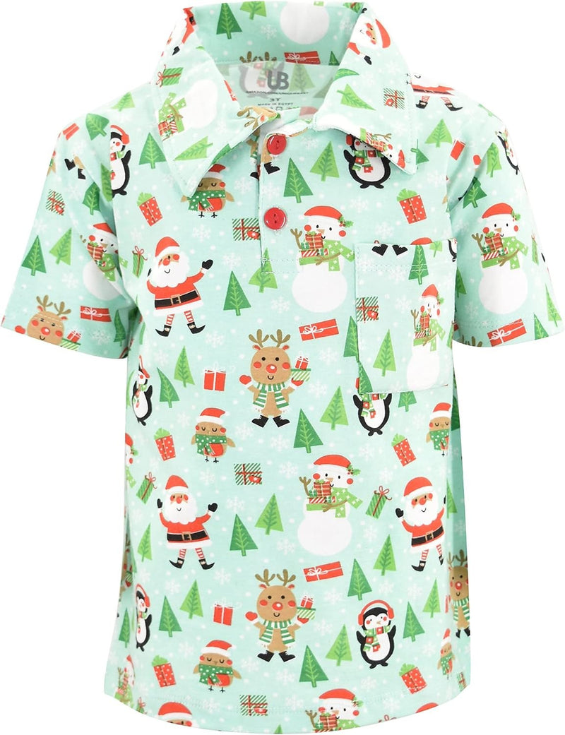 Snow Unique Baby Boys Christmas Snow Angel Dinner Polo Shirt (6Y, Blue)