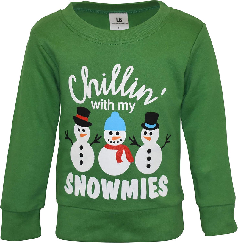 christmas snowmies green boys long sleeve pull over sweatshirt ch b08j1tcgw5