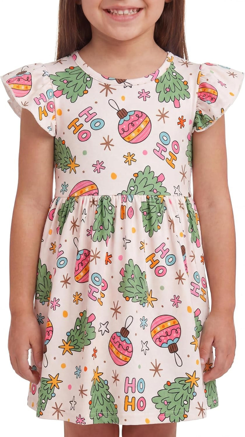 Sugarplum Spruce Unique Baby Girls Christmas Dress Outfit Short Sleeve Girl Toddler and Kid Dresses (12m, Sugarplum Spru
