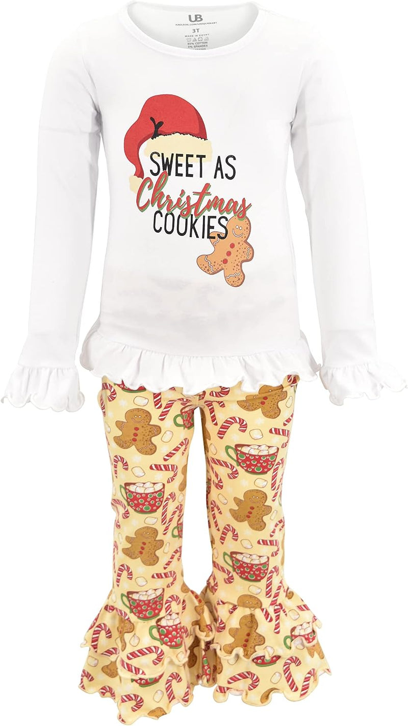 christmas sweet 2 piece girls double ruffle leggings and b09hy41bmb