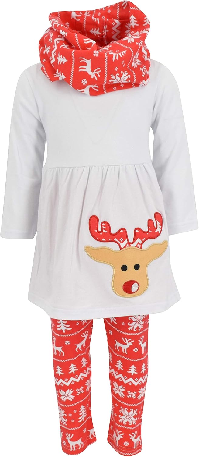 christmas white girls 3 piece christmas reindeer legging b01m64v7dx