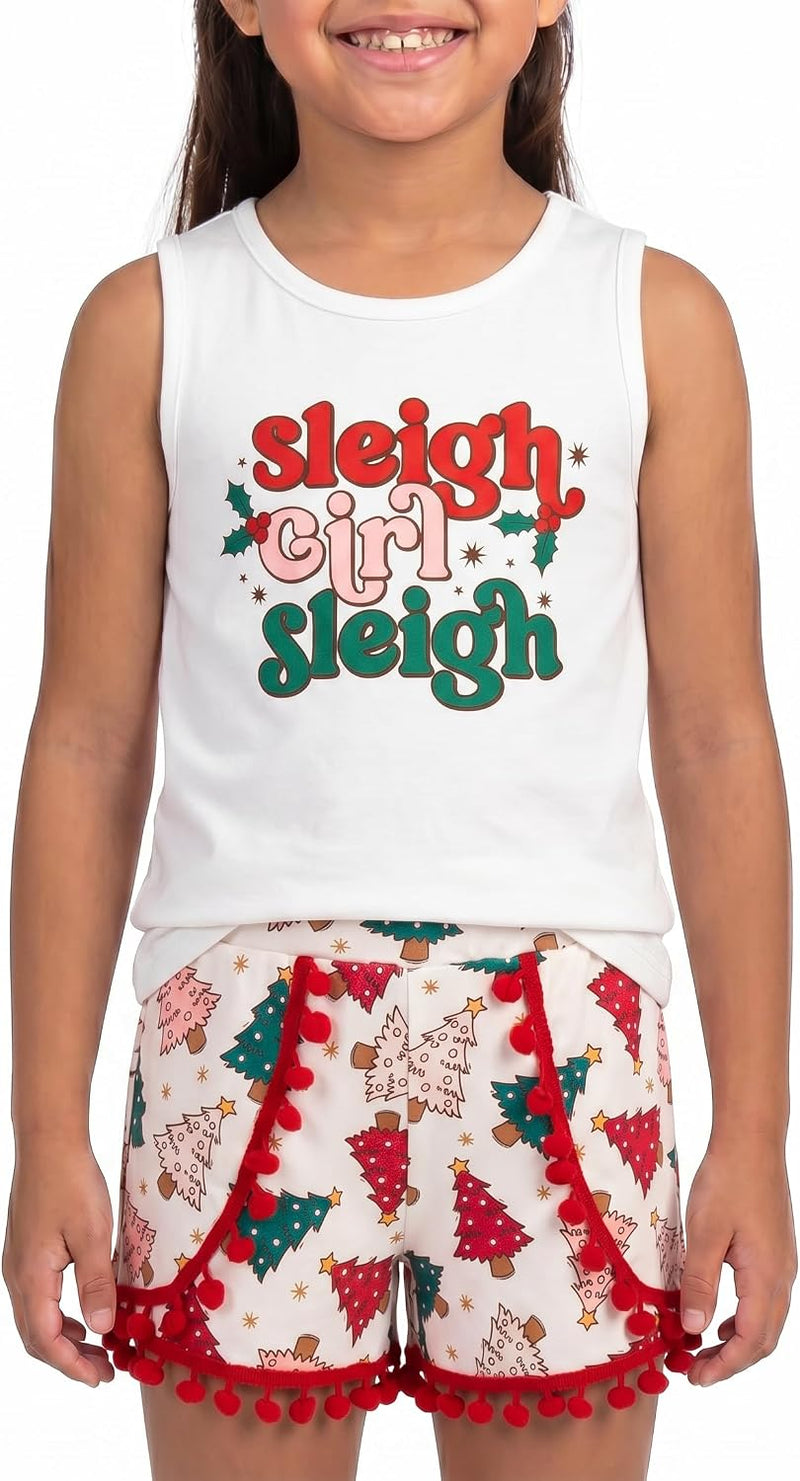 christmas winter woods girls sleeveless 2pc christmas shorts se b0ffzxg87x