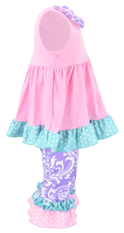 Girls Toddler Pastel Cute Damask Easter Bunny Easter Outfit - Unique Baby Shop - Easter