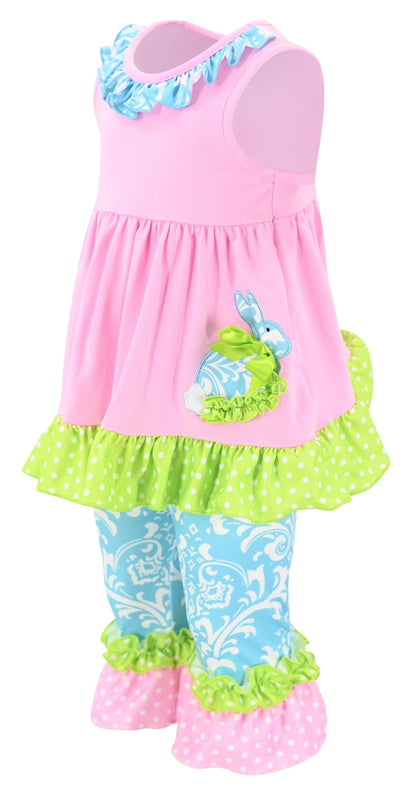 Girls Toddler Pastel Cute Damask Easter Bunny Easter Outfit - Unique Baby Shop - Easter