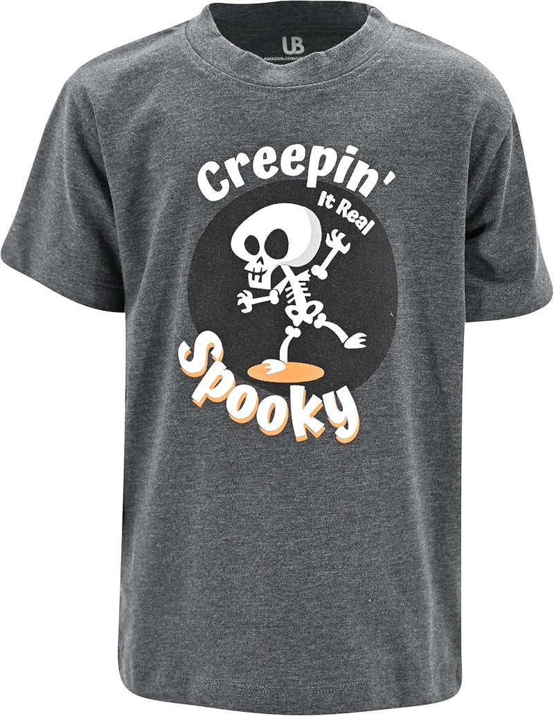 Creepin' It Real Boys Toddler Creepin' It Real Spooky Skeleton Funny Halloween Shirt (7Y, Gray)