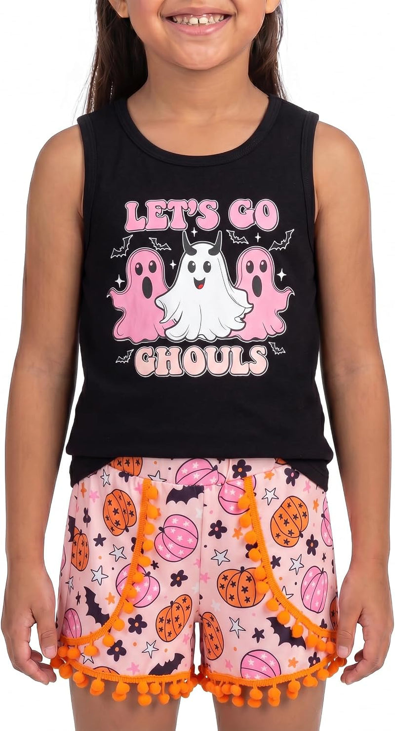halloween flirty pumpkin girls 2 piece sleeveless halloween short b0f9x1ccs6