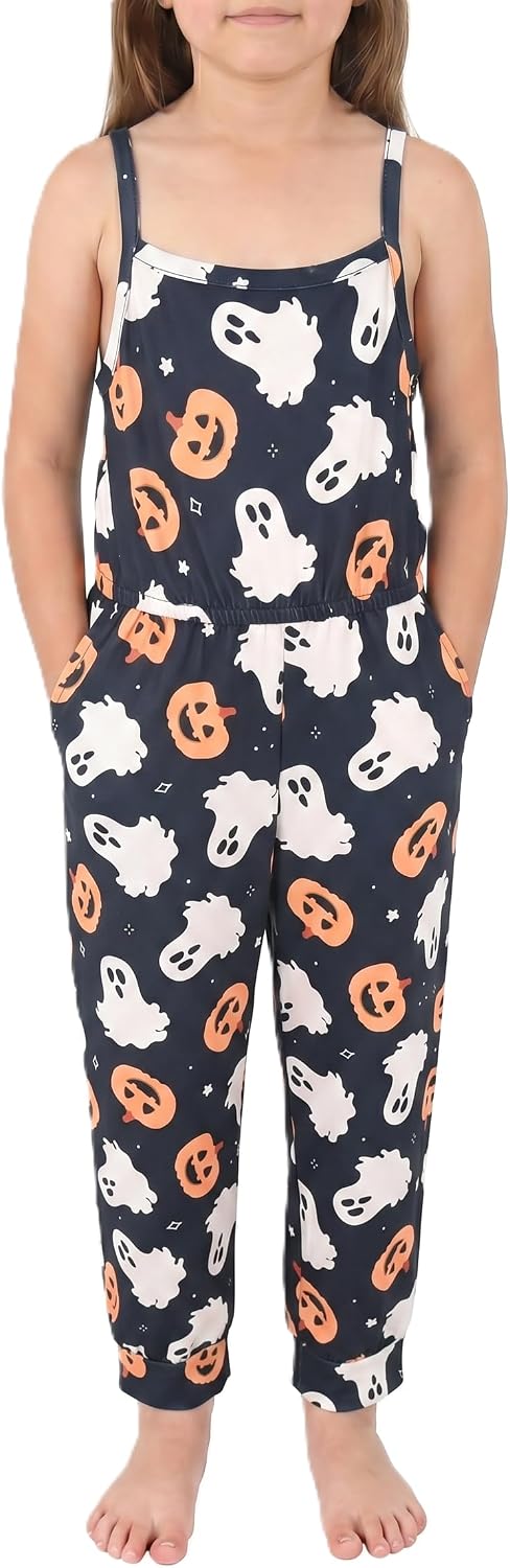 halloween giggling ghosts girls fall jumpsuit pumpkins print fall b0fhg73q26