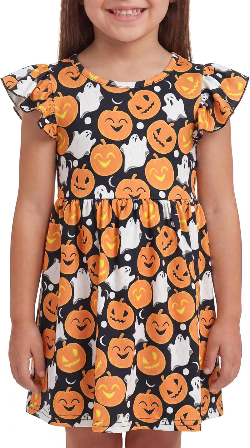halloween pumpkin ghost girls fall toddler pumpkin print dress m b0d8bbm214