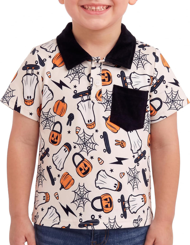halloween skate ghost boys halloween polo shirt short sleeve s b0gymp6s3h