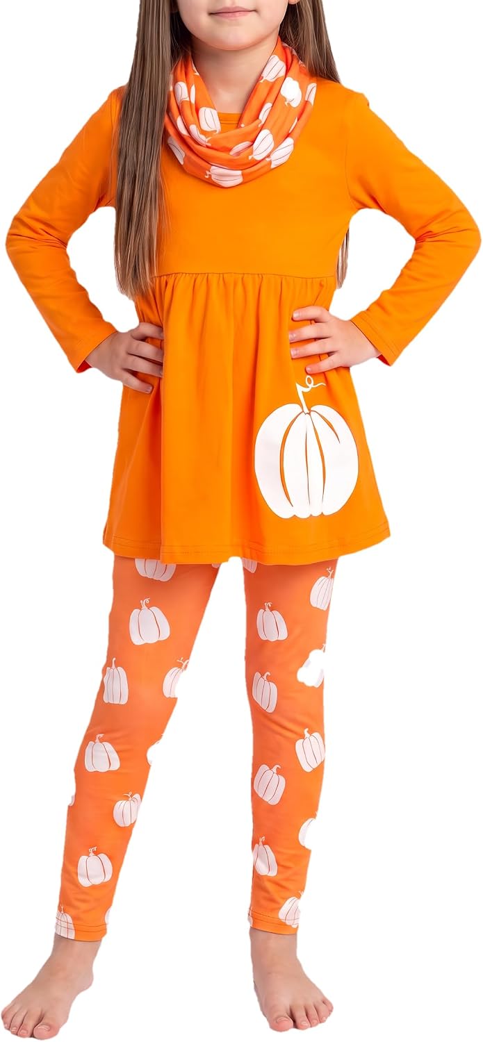 halloween white pumpkin girls 3 piece halloween outfit set long b0gym5dzcx