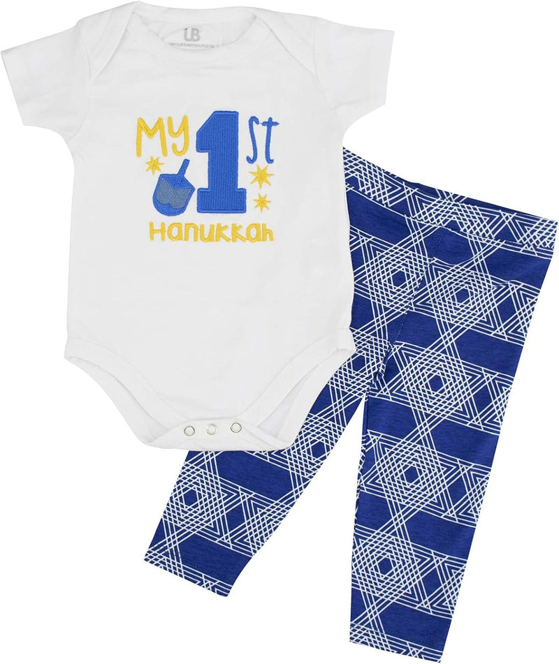 Blue Unique Baby Unisex My 1st Hanukkah Layette Set Romper Outfit (12m)