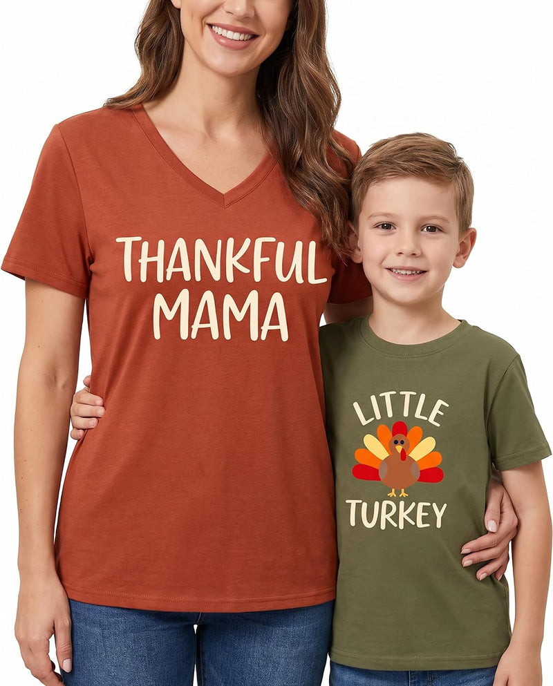 matching thankful mama little turkey boys thanksgiving t shirt little turkey b0h4d63bv6