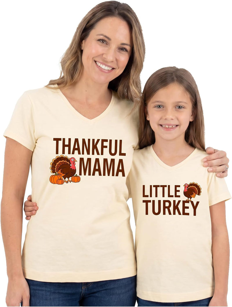 matching thankful mama little turkey womens thanksgiving t shirt thankful mam b0h4d54kvc